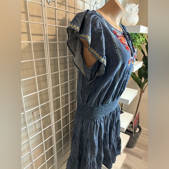 Women’s eShakti Wool Embellished Cotton Chambray Tier Dress Size 20W - Picture 5 of 12